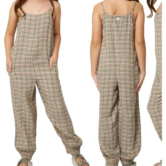 O’Neil Naya Plaid Jumpsuit SZ L - Picture 1 of 4